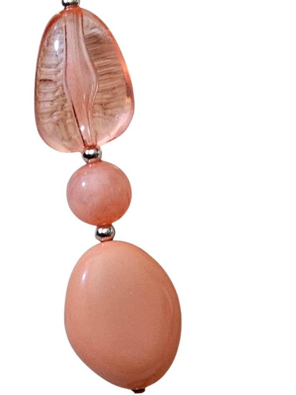 Handmade Pink Beaded Necklace Chunky Statement Acrylic Glass Beads Boho - Picture 5 of 10